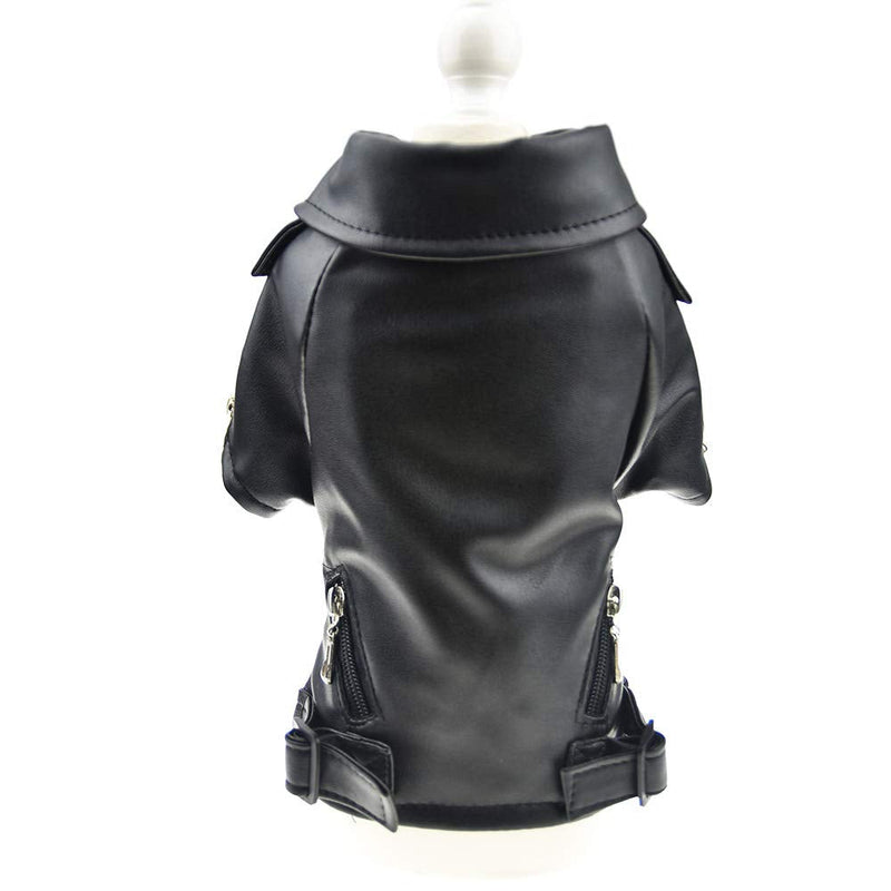 FLAdorepet Cool Dog Leather Jacket Coat Winter Warm Dog Pet Clothes for Small Dog S Black - BeesActive Australia