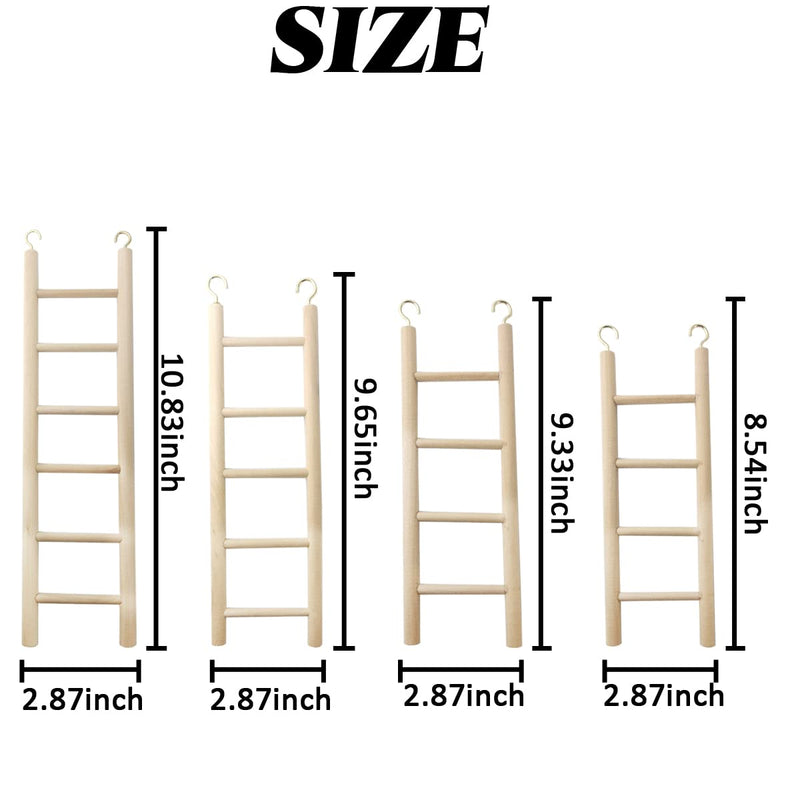 GXXMEI 4PCS Bird Toys Wooden Ladder, 4 Sizes Parakeet Toys Wood Ladder, Natural Wooden Step Ladder Bird Ladder, Bird Climbing Toys Bird Toys for Parakeets, Parrots, Cockatoo and Lovebirds - BeesActive Australia