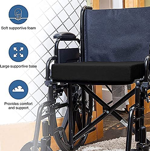 Brillars® Wheelchair Cushion Foam Ergonomic Posture Seat Pads Comfort Car Hip, Tailbone Support Pressure Sore Relief Office Chairs, Car Seats Vinyl Wipeable Black Cover (18" x 16" x 4") 18" x 16" x 4" - BeesActive Australia
