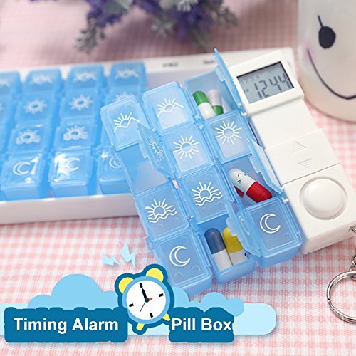 Cisixin 7 Day Weekly Digital Pill Timer Box -Pill Medicine Case Container with 4 Alarm Reminders - BeesActive Australia