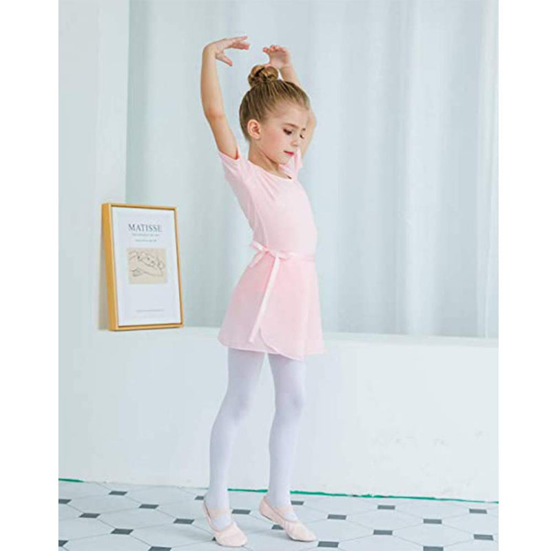 [AUSTRALIA] - STELLE Short Sleeve Ballet Leotard Combo with Dance Skirt and Dance Tight Ballet Pink (Adjustable Tie) 4T 