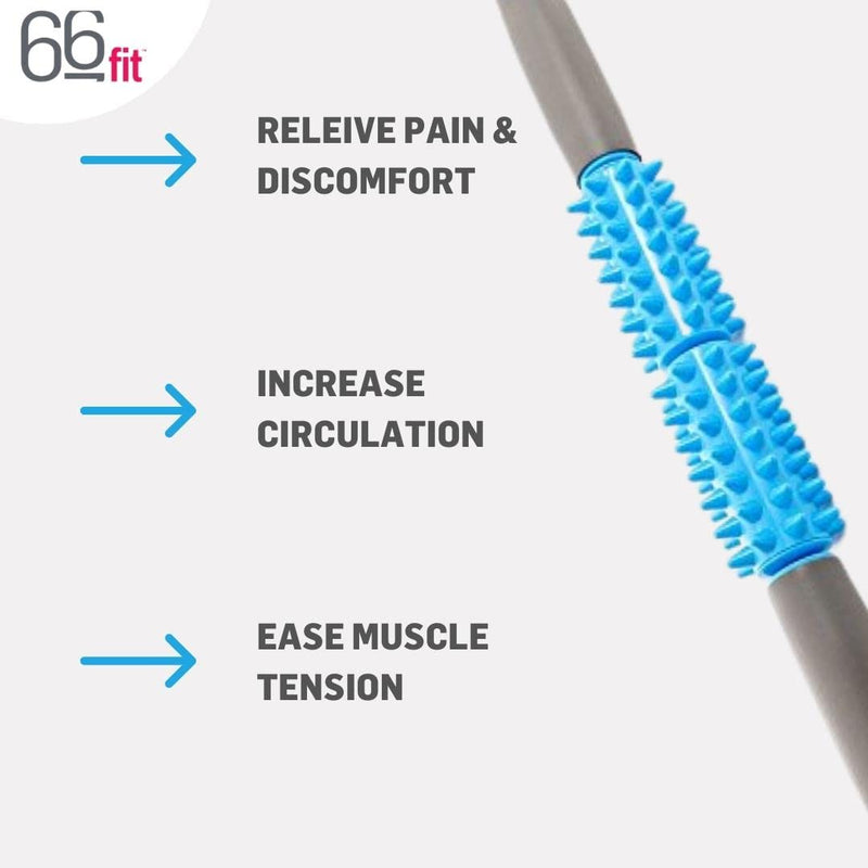 66fit Spiky Muscle Roller Stick - Includes Massage Stick Ebook - Deep Tissue Trigger Point Massage Tool For Tight Calf and Leg Muscles - BeesActive Australia