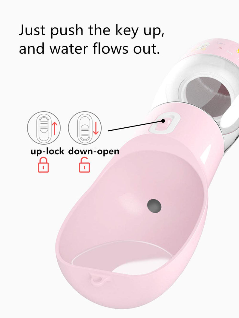 Misthis Dog Travel Water Bottle,Portable Dog Water Bottle Pet Drinking Bottle Drink Cup Dish Bowl Dispenser for Walking Traveling Hiking, Multifunctional Outdoor Water&Food Bowl for Dogs and Cats Pink - BeesActive Australia