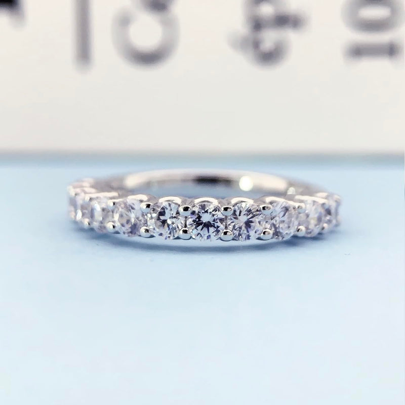 CGSRING 3mm Moissanite Wedding Band, Eternity Rings for Women, Womens Band Ring, Stackable Rings Silver 5 - BeesActive Australia