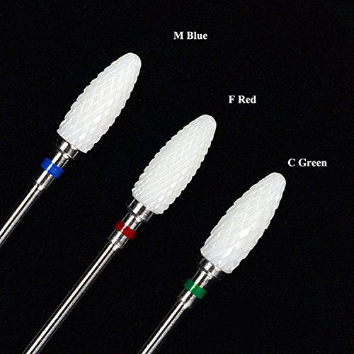 Ceramic Nail Drill Bit, River Lake Professional USA Electric Nail Drill Bits for Acrylic Nails, Safety Cuticle Clean Gel Remove, 3/32" Shank Size (Grit: C+M+F 3pcs Set) - BeesActive Australia