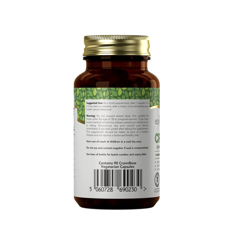 Ezyleaf CrannBose D Mannose Capsules + Probiotics CrannBerry Extract Vitamin C | 90 DMannose Capsules | D-Mannose 500mg, Lactobacillus Acidophilus Probiotic | Vegan & Allergen Free | UK ISO Certified - BeesActive Australia