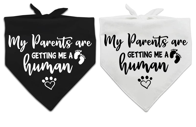 My Parents are Getting me a Human, Pregnancy Announcement Dog Bandana, Gender Reveal Photo Prop Pet Scarf Accessories,Pet Accessories for Dog Lovers, Pack of 2 - BeesActive Australia