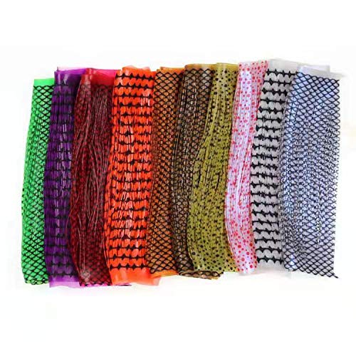 Greatfishing 10pcs Mix 10 Color Each 50 Strands/Pack 0.8mm Wide Fly Tying Rubber Flutter Legs Grizzly Barred Black Olive Green Yellow Orange Streamer Zonker Nymph Fly Tying Rubber String - BeesActive Australia