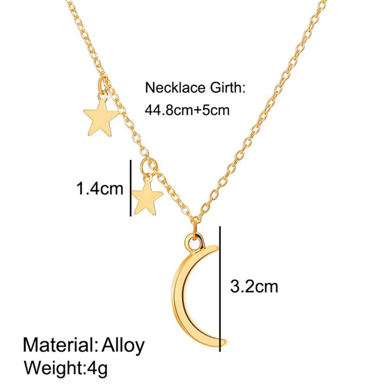 TseanYi Boho Moon Pendant Necklace Gold Stars Chain necklace Choker Personalized Crescent Moon Necklaces Chain Jewelry for Women and Girls - BeesActive Australia