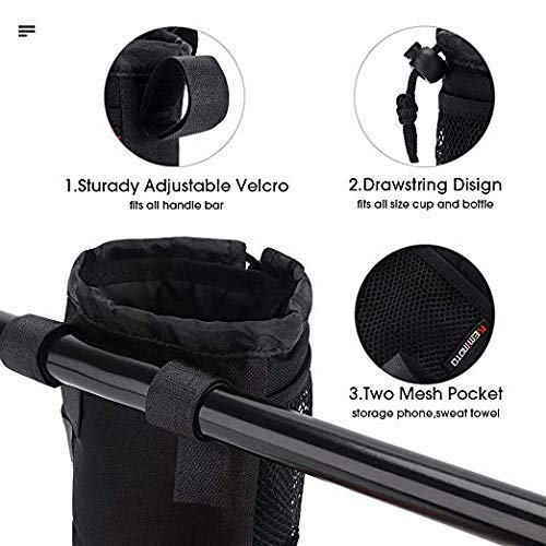 kemimoto 4-Straps Bike Cup Holder, Bicycle Handlebar Cup Holder with Tighter Buckle, Bicycle Water Bottle Holder Drink Holder with Mesh Pockets for Cruiser, Mountain, Fixed Gear, Folding, Road Bikes 2 pack - BeesActive Australia