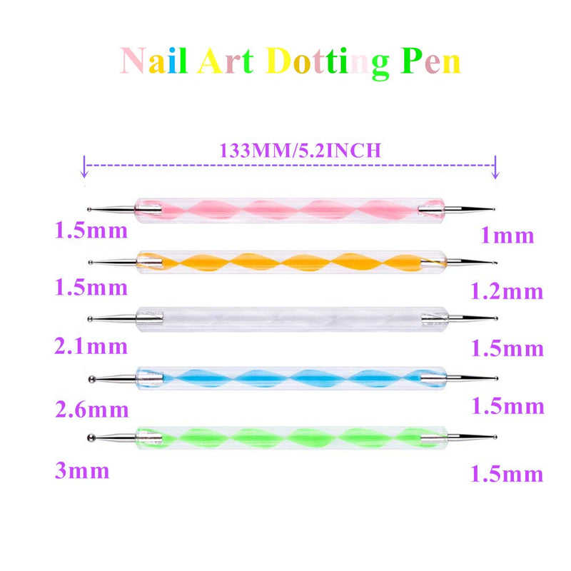 5 pc 2 Way Dotting Pen Tool Nail Art Tip Dot Paint Manicure kit (5PC) - BeesActive Australia
