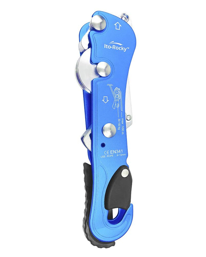 Ito Rocky Climbing Gear Ascender and Rappelling Descender Belay Devices for 9-12mm Rope for Rescue & Arborist Blue Descender - BeesActive Australia