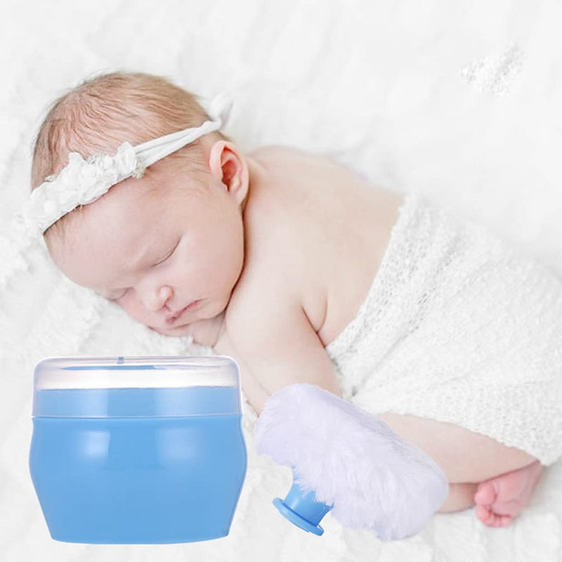 Toddmomy 2pcs Powder Puff Box Empty Body Powder Container with Soft Body Powder Puffs for Infant Home Travel Blue - BeesActive Australia