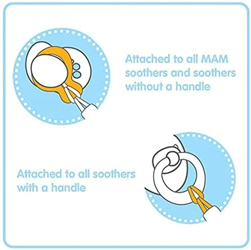 MAM Soother Clips, Pack of 2, Baby Soother Chain Fits All MAM Soothers, Newborn Essentials (Soothers Not Included) - BeesActive Australia