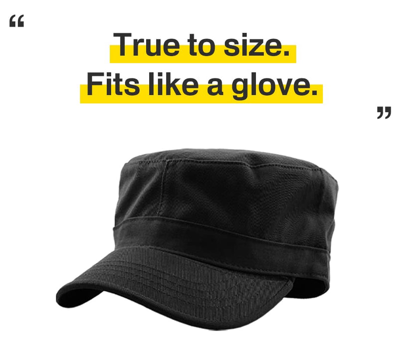 Cadet Army Cap Basic Everyday Military Style Hat (Now with STASH Pocket Version Available) Large Black Daily Cadet - BeesActive Australia