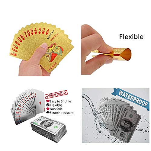 Magic Kiss Waterproof Gold and Silver Foil Poker Playing Cards, Deck of Plastic Playing Cards Gift Gold 1 Deck - BeesActive Australia