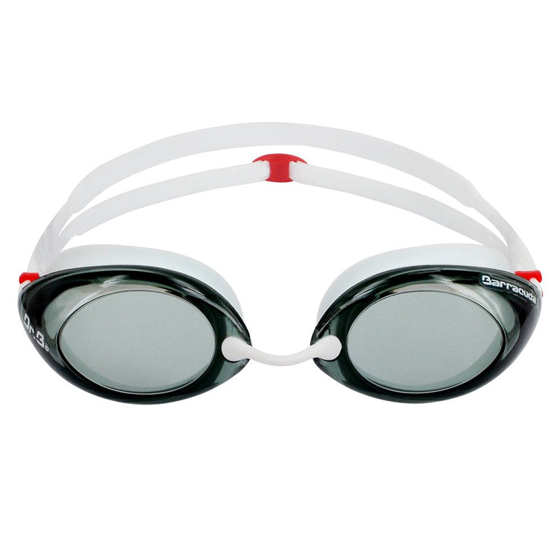 [AUSTRALIA] - Dr.B Racer Optical Swim Goggle with 3-Size Nose Pieces, Corrective Lenses, Easy Adjusting for Adults, Designed by Barracuda (32295) White -3.0 