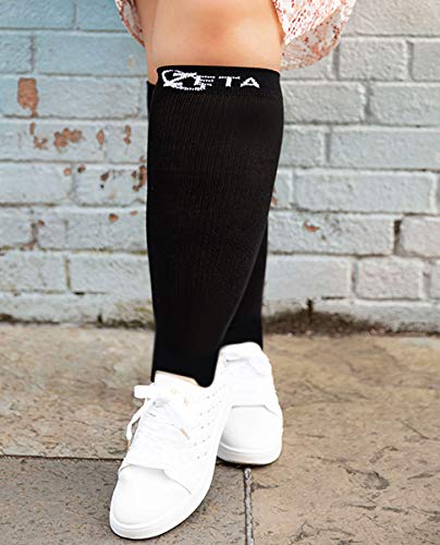 Zeta Socks Open Toe XXXL 26 Inch Wide Calf Plus Size Compression 20-30 mmHg (1 Pair) 3X-Large Black - BeesActive Australia