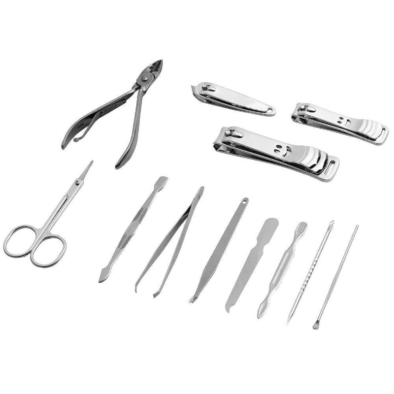 HOMEDECISION Stainless Steel Nail Manicure Pedicure Set, Nail Grooming Kit, Pack of 12 Pcs - BeesActive Australia