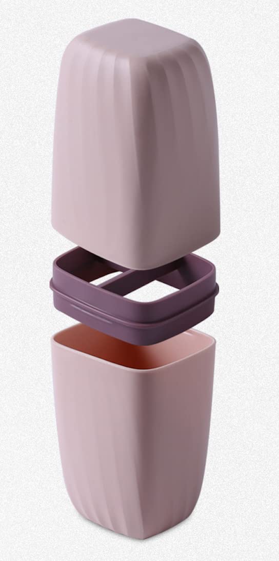 2 x His and Hers Toothbrush and Toothpaste Travel Case Holder | Pink and Blue Portable Protective Carry Container for tooth brushes and Toothpaste Tube | Travel Accessories - BeesActive Australia