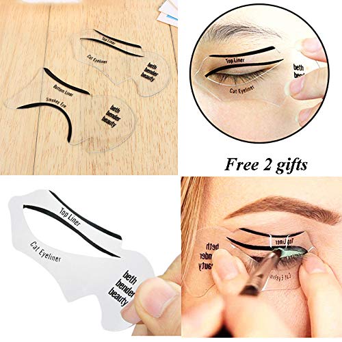 Eye Makeup Tool Kit for Women Cat Eyeliner Stencil / 24 Shapes Eyebrow Stencil/Eyebrow Trimmer Scissors With Comb Hair Remover Beauty Tools - BeesActive Australia