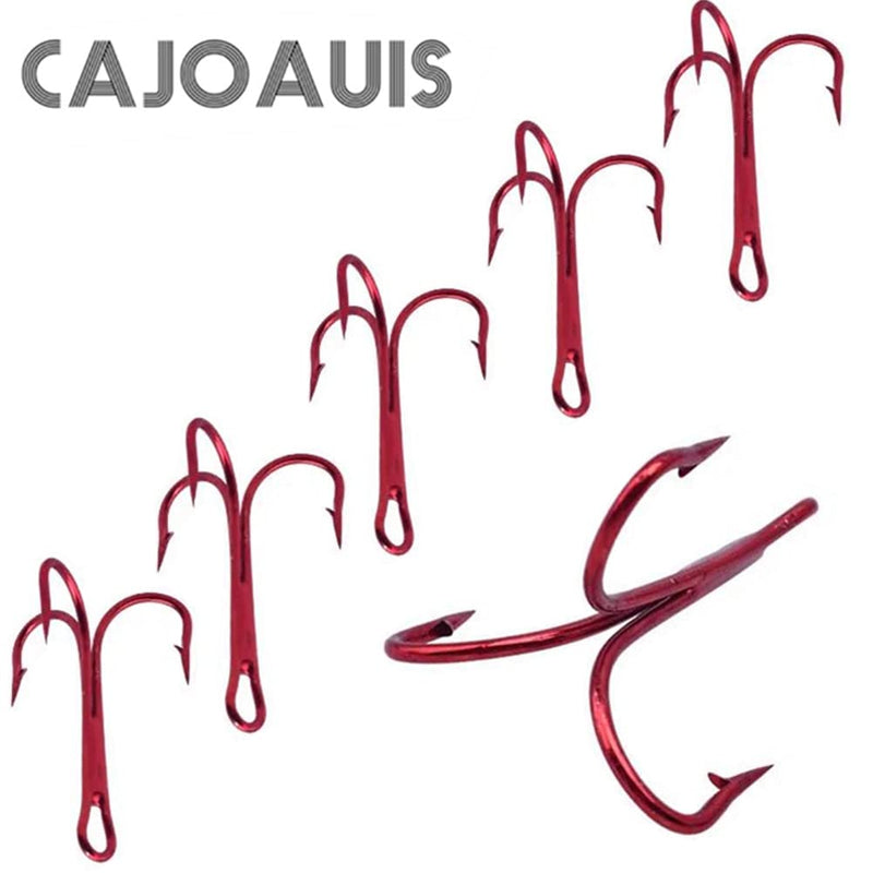 Cajoauis Fishing Treble Hooks High Carbon Steel Treble Hooks Super Sharp Solid Triple Barbed Red 1/0-30pcs - BeesActive Australia