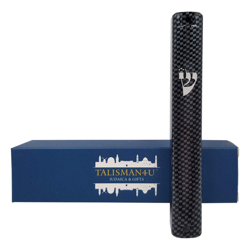Waterproof Jewish MEZUZAH CASE with Scroll 3D Metal Painted Design Classic Israel Judaica Plastic Door Mezuza 5 Inch (Squares) Squares - BeesActive Australia