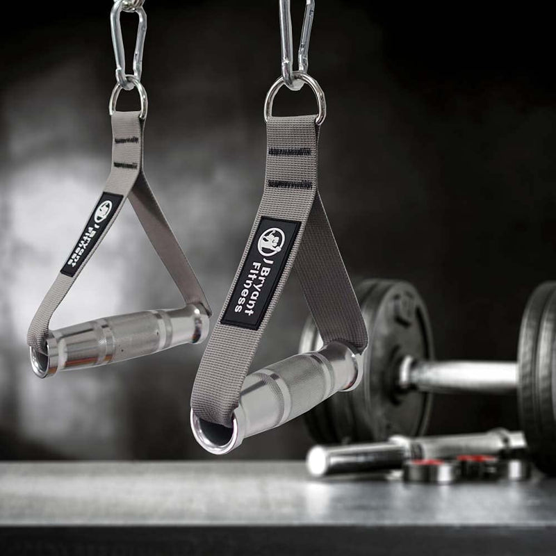 J Bryant Fitness Metal Gym Handles for Cable Machine Attachment Heavy Duty Aluminum Alloy Handle Grips Durable Workout Handles for Resistance Bands Pulley LAT Pull Down System Grey - BeesActive Australia