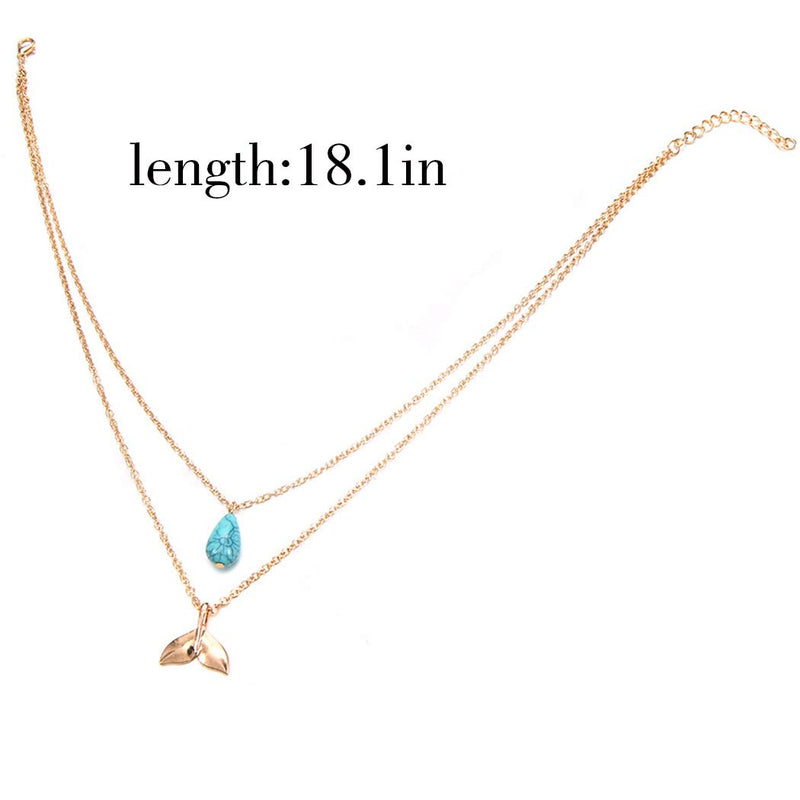 Bmirth Boho Layering Mermaid Neckalce Gold Turquoise Pendant Necklaces Chain Jewelry Adjustable for Women and Girls - BeesActive Australia