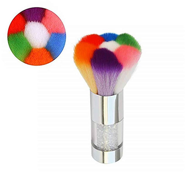 Optokeko Nail Art Dust Brush Colorful Nail Brush Remover Cleaner for Acrylic & UV Nail Gel Powder Makeup Foundation with Shiny Rhinestone Handle (Silver) - BeesActive Australia