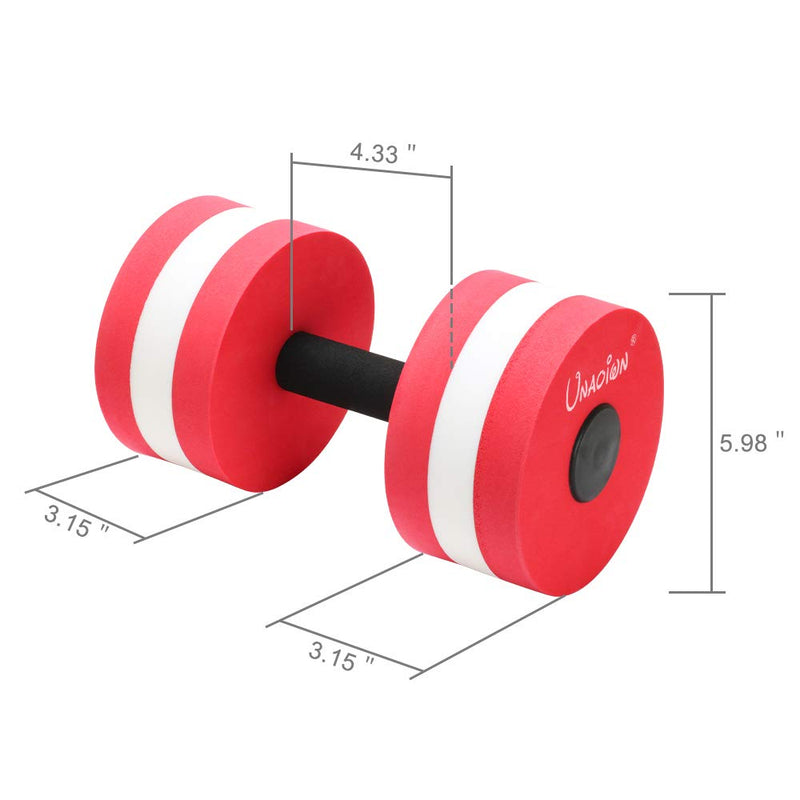 UNAOIWN Water Dumbbells Water Aerobics for Pool Fitness Exercise Lightweight Resistance Aquatic Dumbbell Pool Barbells for Swimming Heavy Red,2 Pack - BeesActive Australia