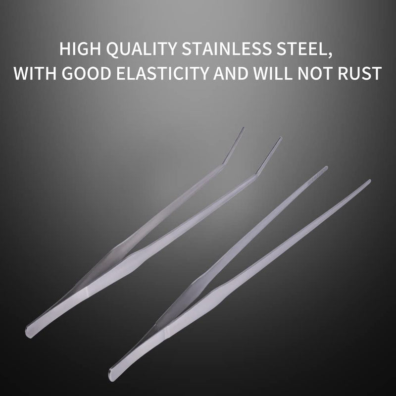 Firesteed Extra Long Handle Aquarium Tweezers Serving Tongs Feed clamp,2 Pack Stainless Steel Straight and Curved Tweezers Set for Fish Tank Plants Reptile Feeding Tongs（15 Inchs） - BeesActive Australia