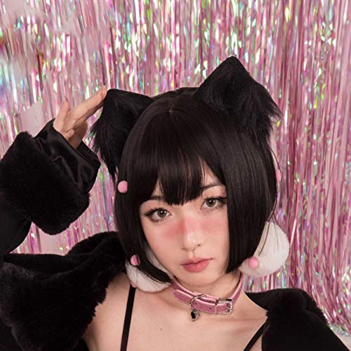 Furry Cat Kitten Ear Hair Clips Clip on Cat Ears Headband For Cosplay Kitten Play Comicon Cosplay Petplay Fluffy Furry Cat Ears (black kitten ears) Black Kitten Ears - BeesActive Australia