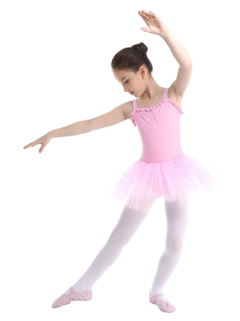 [AUSTRALIA] - iiniim Kids Girls Shimmering Ballet Dance Tutu Dress Shoulder Straps Gymnastic Leotard Fairy Dress up Costumes Pink 3 / 4 