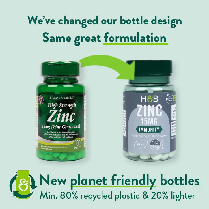 Holland and Barrett Zinc 15mg 120 Count | Zinc Supplements | Suitable for Vegetarians - BeesActive Australia