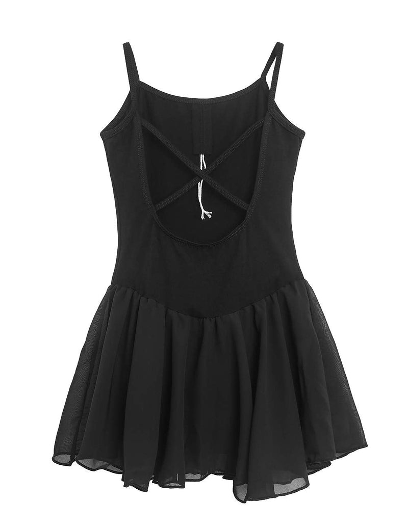 Daydance Skirted Leotards Girls Short Sleeve Leotard Dress for Ballet, Dance Black-camisole 3-4T - BeesActive Australia