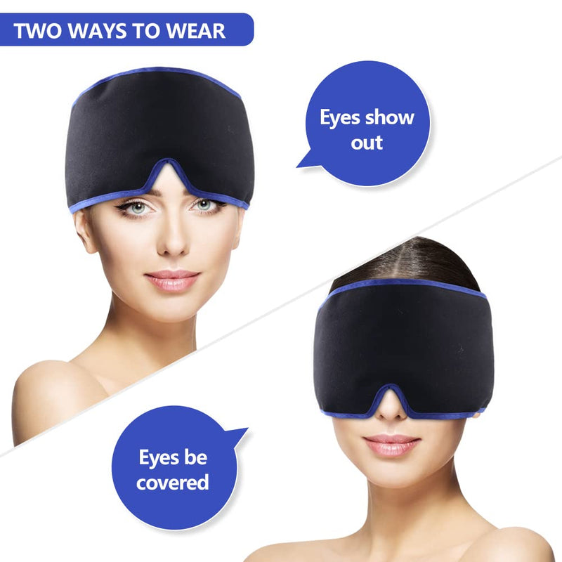 Hilph Migraine Relief Cap, Reusable Headache Relief Hat Migraine Relief Ice Head Wrap Hot Cold Therapy Flexible Gel Ice Pack for Head Tension, Puffy Eyes, Sinus Pain, Stress Relief, Chemo -Black Black - BeesActive Australia