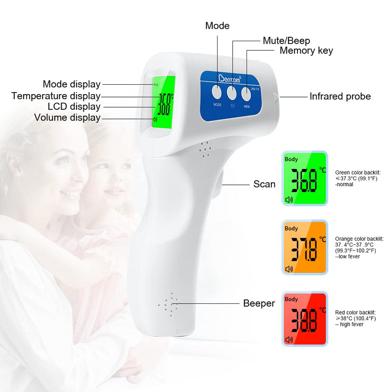 Berrcom Non Contact Infrared Thermometer JXB-178 Medical Grade for Baby Kids with High Temperature Alarm and Instant Accurate Reading - BeesActive Australia