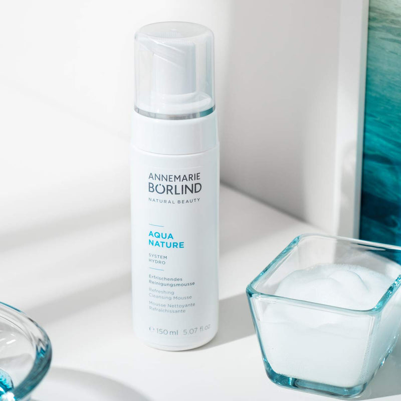 ANNEMARIE BÖRLIND - AQUANATURE Refreshing Cleansing Mousse - Aloe and Hyaluronic Acid Vegan Natural Facial Wash - Removes Impurities and Makeup with Mild Tensides - 1.69 Fl. Oz. - BeesActive Australia