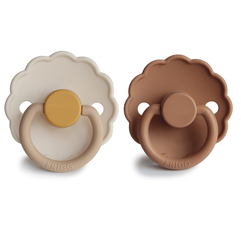 FRIGG Daisy SilkySoft Silicone Baby Pacifier | Made in Denmark | BPA-Free (Chamomile/Peach Bronze, 0-6 Months) Chamomile/Peach Bronze - BeesActive Australia