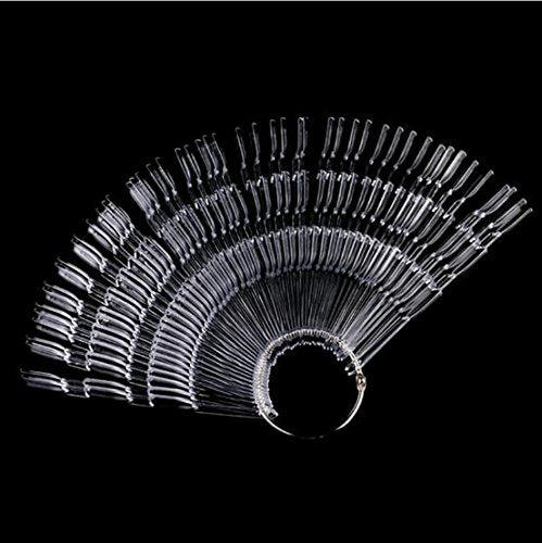 GOGOONLY 300 Clear Tips Fan-shaped Nail Art Display Chart Acrylic False Tips Practice Tool - 300 Tips in Total - BH000896 - BeesActive Australia