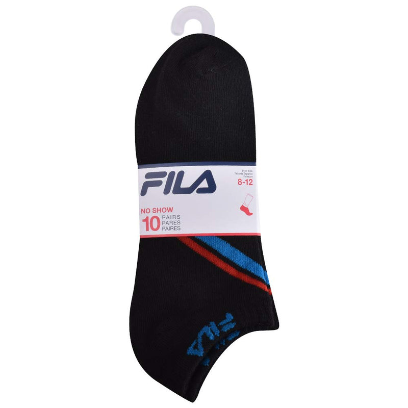 Fila mens Chevron Striped No Show Socks One Size Black (10 Pack) - BeesActive Australia