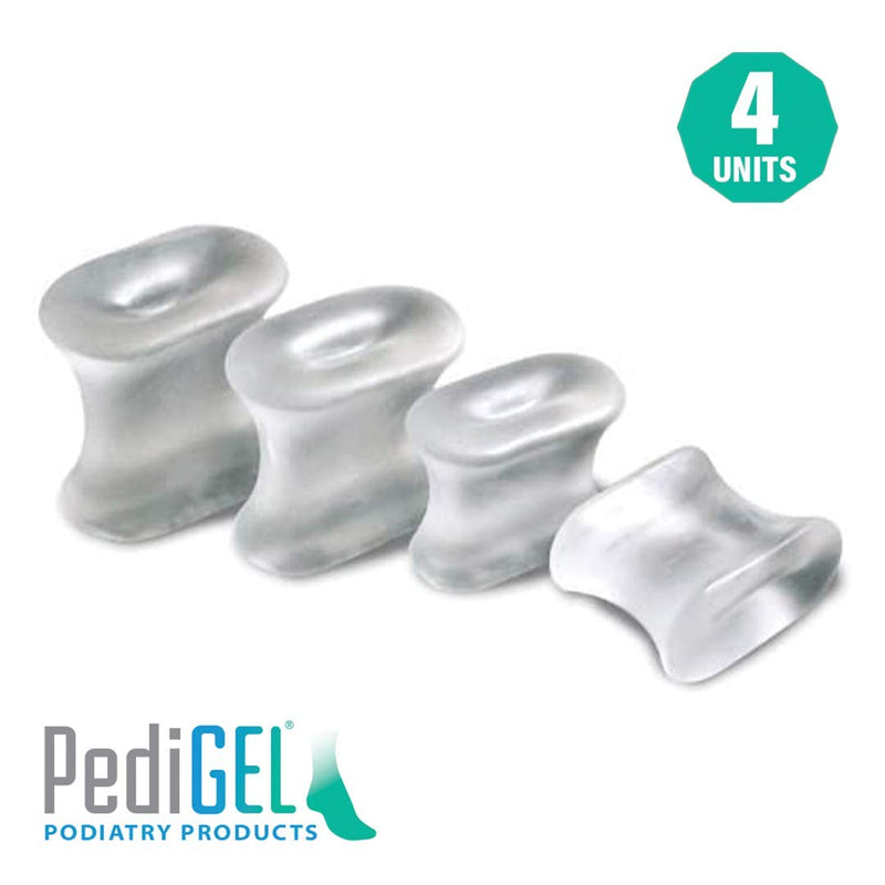 PediGel® - Medically Approved Polymer Gel Toe Spreader for Toe Alignment and Overlapping Toes, Pain Relief from Nail Issues and Bunions - 4 Units (Medium Length 28mm Width 8mm Depth 25mm) M (Pack of 4) - BeesActive Australia