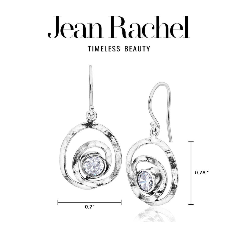 925 Sterling Silver Dangle Drop Earrings Free Form With 2 White Round Cubic Zirconia Antique Finish French Wire Back Earrings Hypoallergenic, Nickel and Lead-free, Artisan Handcrafted Designer collection - BeesActive Australia