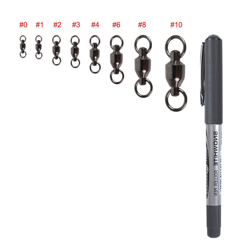 Dr.Fish 20 Pack Fishing Swivels Ball Bearing Swivels Stainless Stee Solid Rings Black Nickel Strength Saltwater Swivels Fishing Tackles Heavy Duty #1_44Lb_20pcs - BeesActive Australia