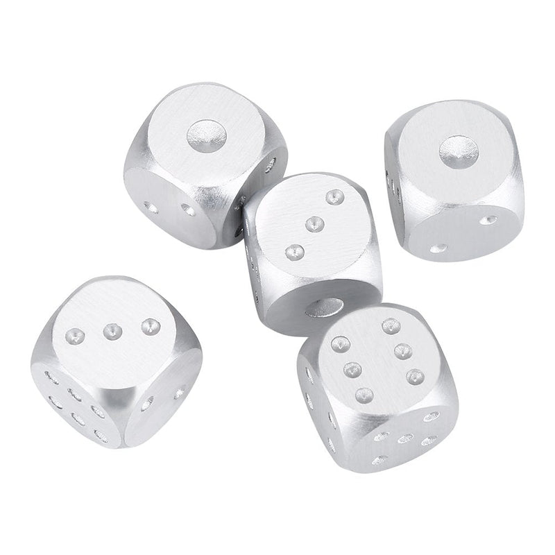 Tbest 5pcs Table Game Dice,Polyhedral Dice Sets Metal DND Dice Set,5pcs Aluminium Alloy Table Game Poker Games Dices Set with Square/Rectangle Storage Box Silver/Gold (Square-Silver) - BeesActive Australia