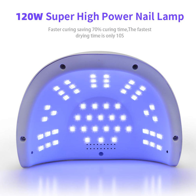 120W UV LED Nail Lamp, Faster Nail Dryer for Gel Polish with 4 Timer Setting, Professional Gel UV Light for Two Hand Curing Lamp with 54 Pcs Light Bead Auto Sensor Nail Machine - BeesActive Australia