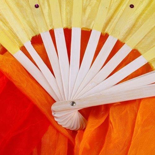 eoocvt 1.8M Hand Made Belly Dance Dancing Silk Bamboo Long Fan for Party Stage Performance - BeesActive Australia