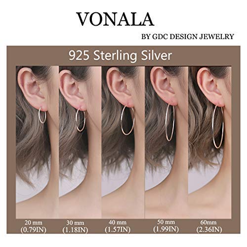 VONALA 925 Sterling Silver Circle Endless Hoop Earrings - Jewellery for Women Girls 55mm - BeesActive Australia