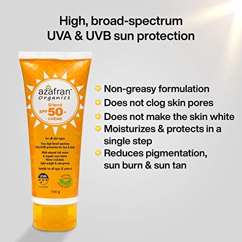 Azafran Organics D'fend SPF 50+Creme, 100g - BeesActive Australia